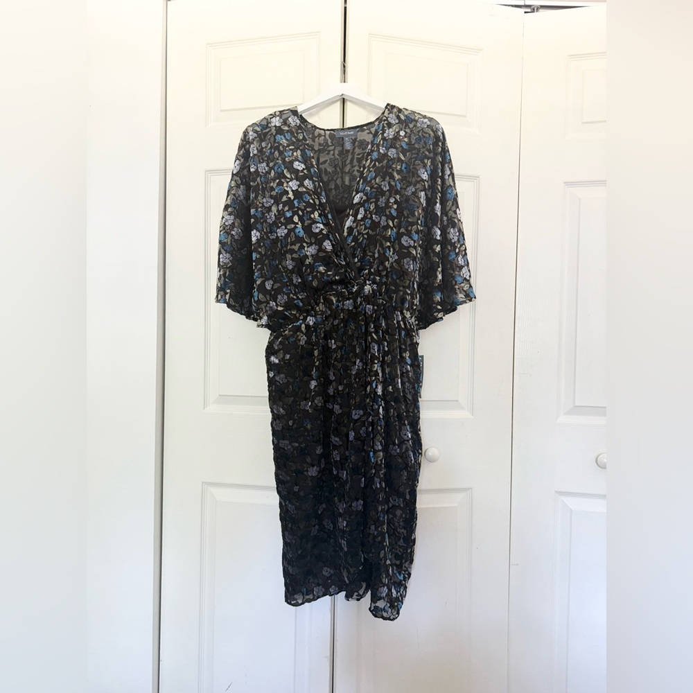 ModCloth Black Floral Velvet Burnout Kimono-Style Dress XL - Picture 4 of 9